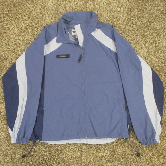 Columbia Windbreaker Jacket Women's XL Blue Full Zip Packable Lightweight‎ - Picture 1 of 8